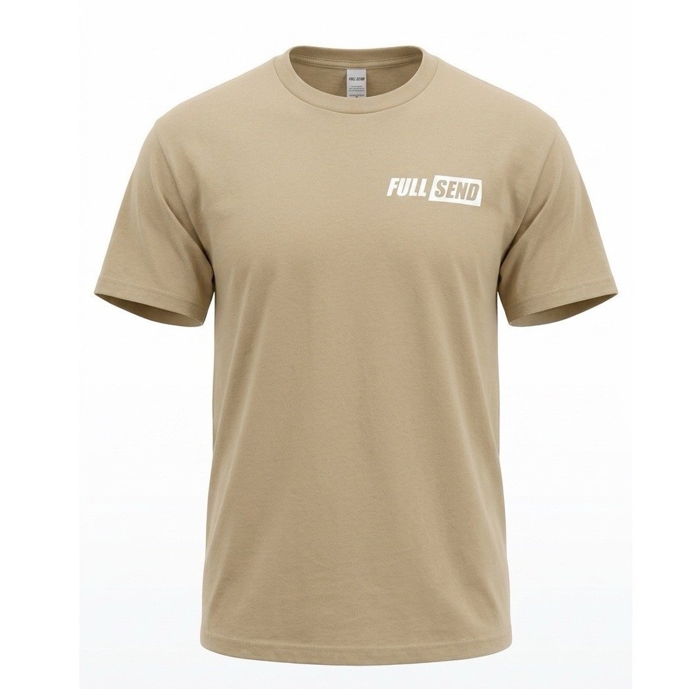 Full Send Mens Tan Sand Short Sleeve Graphic Logo T-Shirt XL Alstyle Classic Fit